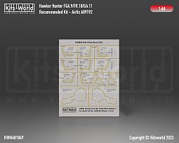 Kitsworld Kitsworld 1:48 Paint Mask Hawker Hunter FGA.9/FR.10/GA.11 Canopy/Wheel Mask 